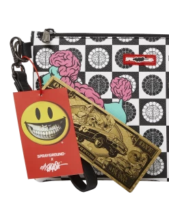 SPRAYGROUND POODLE CHECK RON ENGLISH COLLAB POUCHETTE -Fashion backpack-sprayground B4928 T