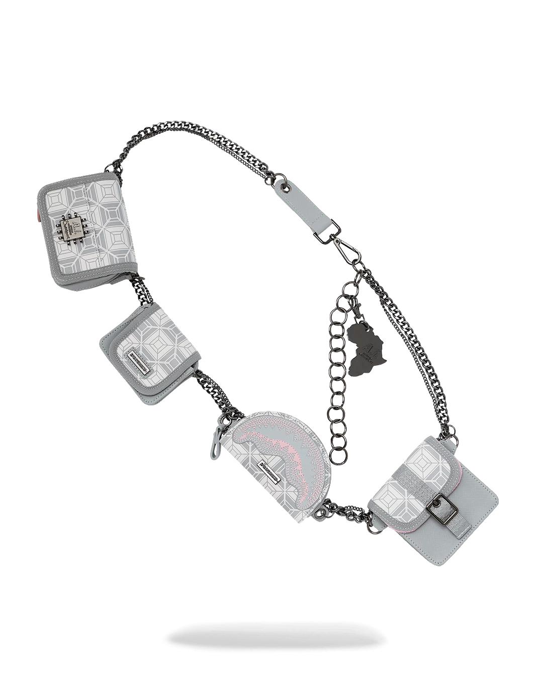 SPRAYGROUND A.I.8 AFRICAN INTELLIGENCE BOOKED & BUSY CHARM WAISTBELT 1 SPRAYGROUND A.I.8 AFRICAN INTELLIGENCE BOOKED & BUSY CHARM WAISTBELT